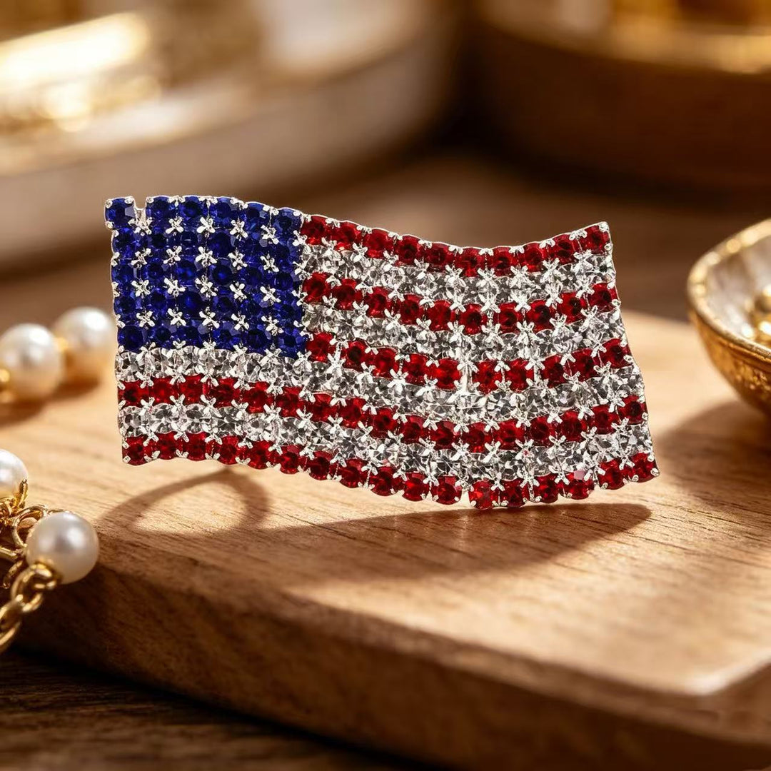 Women's Statement Earrings made of enamel with star and stripe motif and crystal embellishment Bowlift