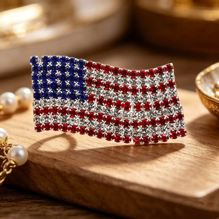 Women's Statement Earrings made of enamel with star and stripe motif and crystal embellishment Bowlift