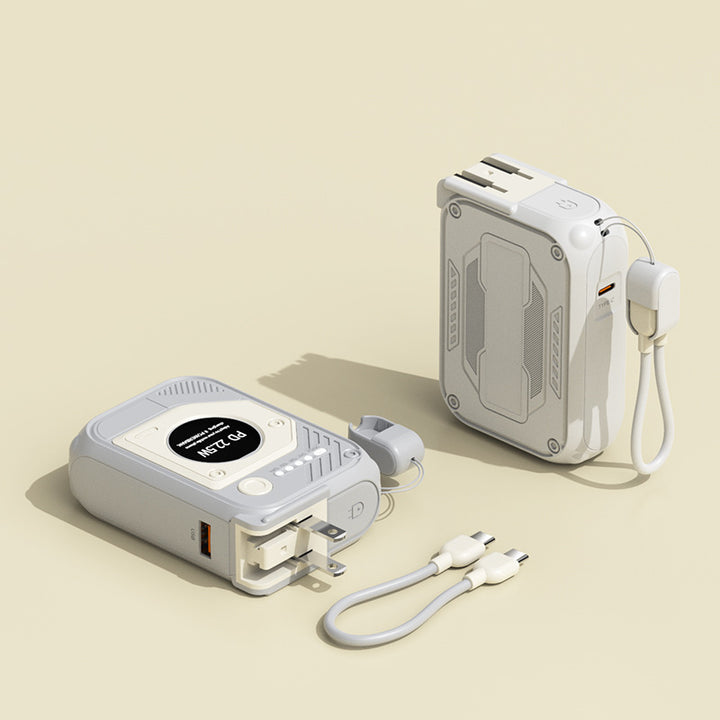 Portable power bank with multifunctional integrated charging cable Bowlift