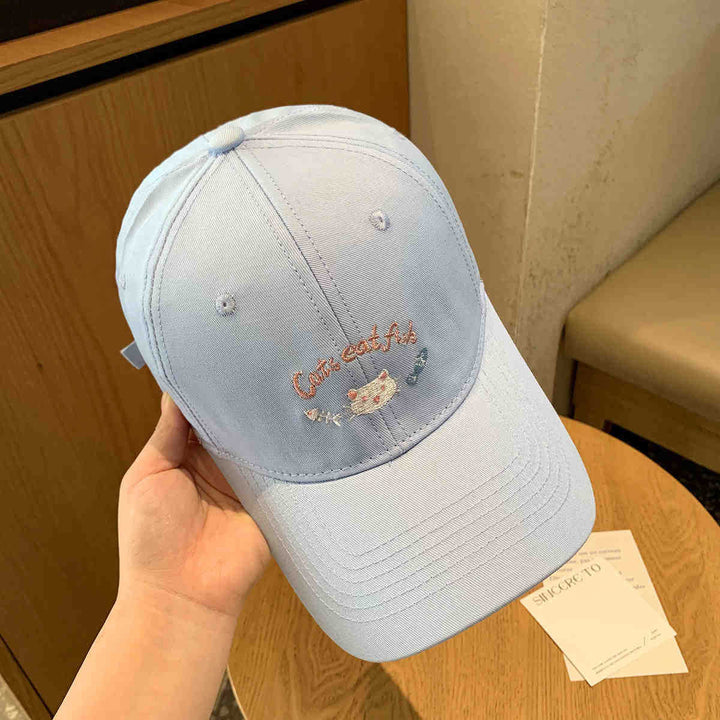 Women's Embroidered Cat-Themed Baseball Cap Bowlift