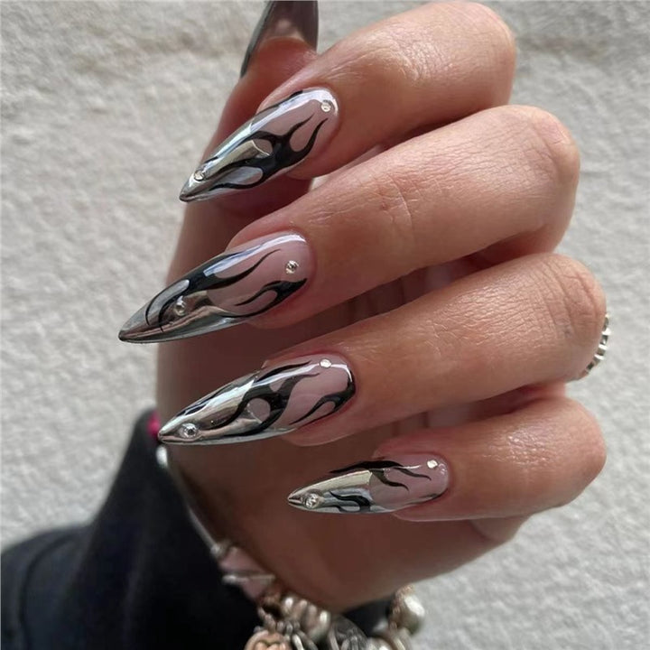 Artistic Flame Design Press-On Nail Extensions Bowlift
