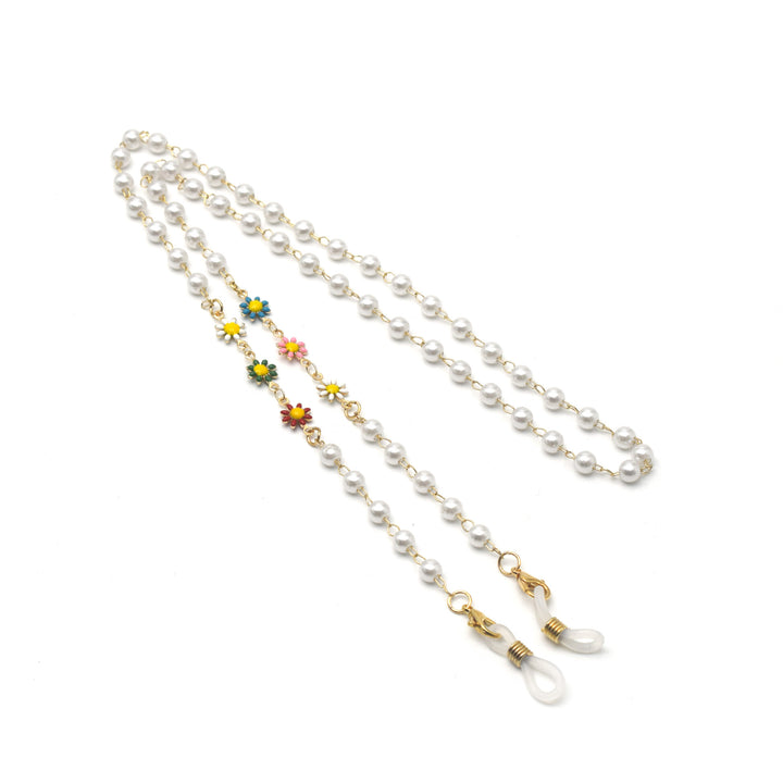 Elegant Pearl and Colorful Gemstone Eyewear Chain Bowlift