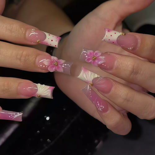 Floral Artisan Press-On Nail Set Bowlift