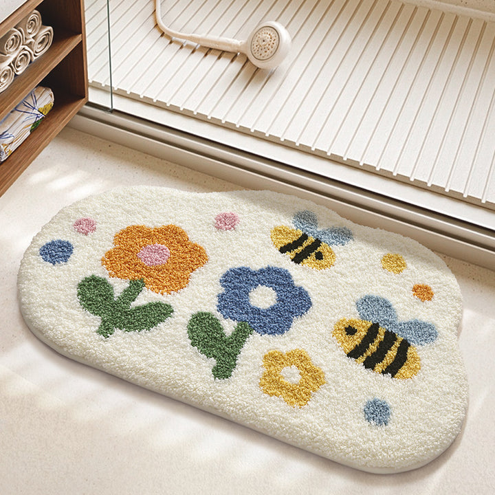 Textured Floral Bath Mat Bowlift