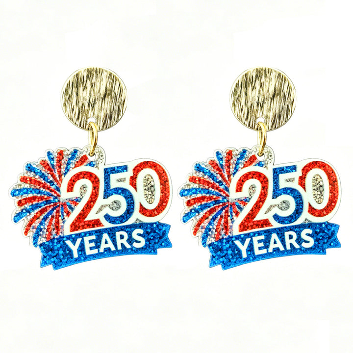 Ladies nan Statement bow earrings made of acrylic with glittering star stripe design and round studs Bowlift