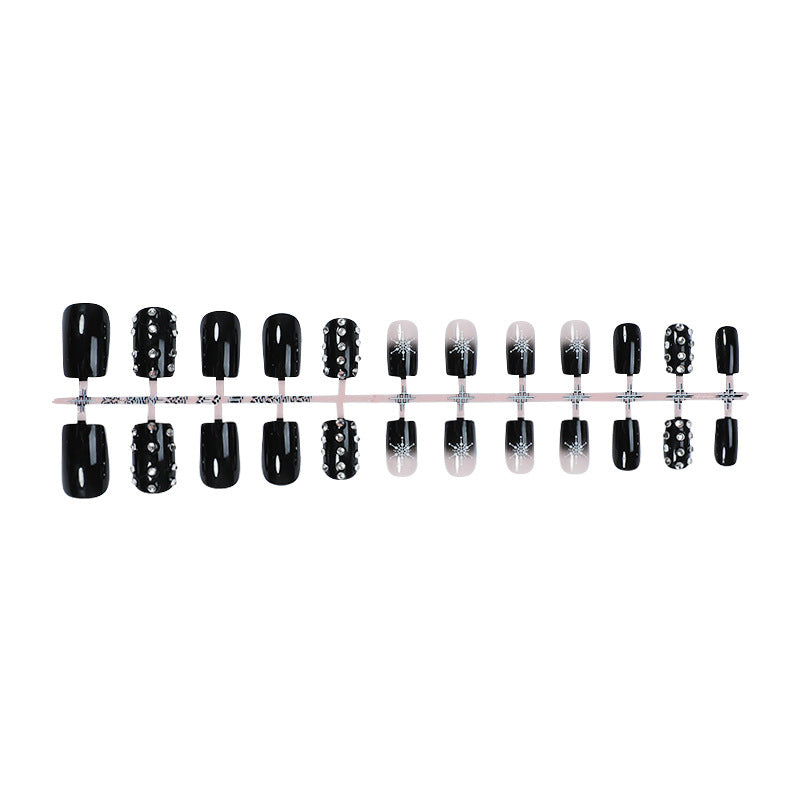 Acrylic Nail Set with Glamorous Rhinestone Accents Bowlift