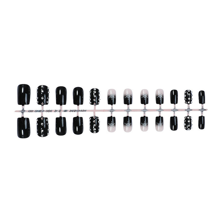 Acrylic Nail Set with Glamorous Rhinestone Accents Bowlift
