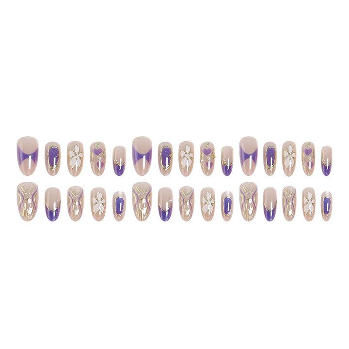Elegant artificial nails with floral design and color accents Bowlift