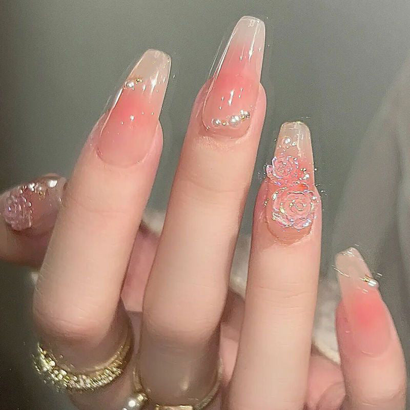 Decorative Floral Press-On Nail Art Set Bowlift