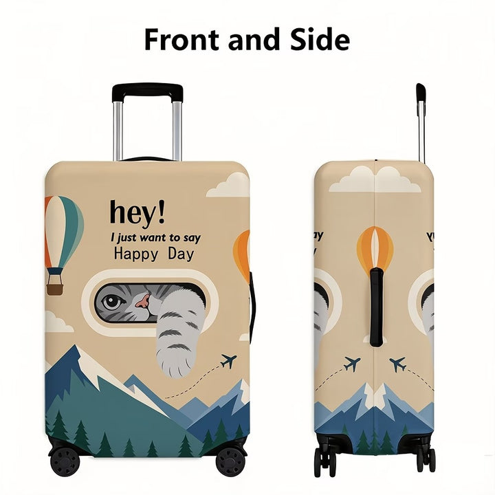 Unisex stretchable suitcase cover with three-dimensional cat window design, scratch-resistant stretch polyester and zipper Bowlift