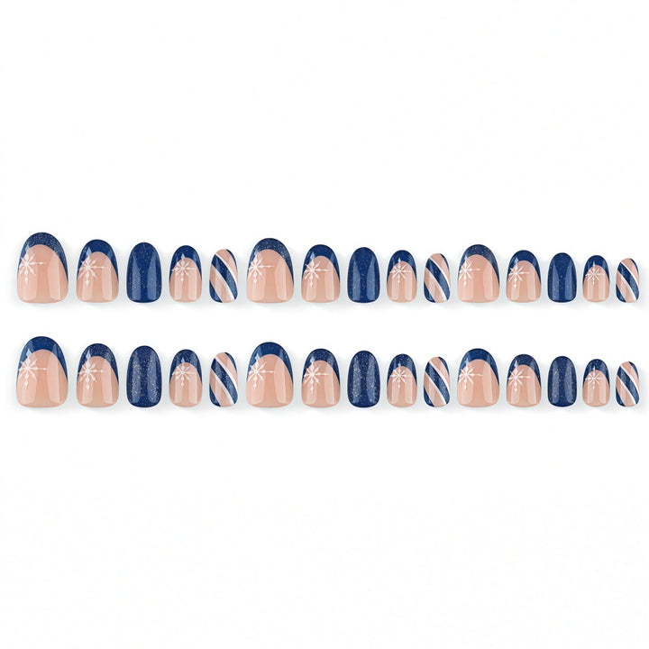 Artificial nails with sparkling blue and floral design Bowlift