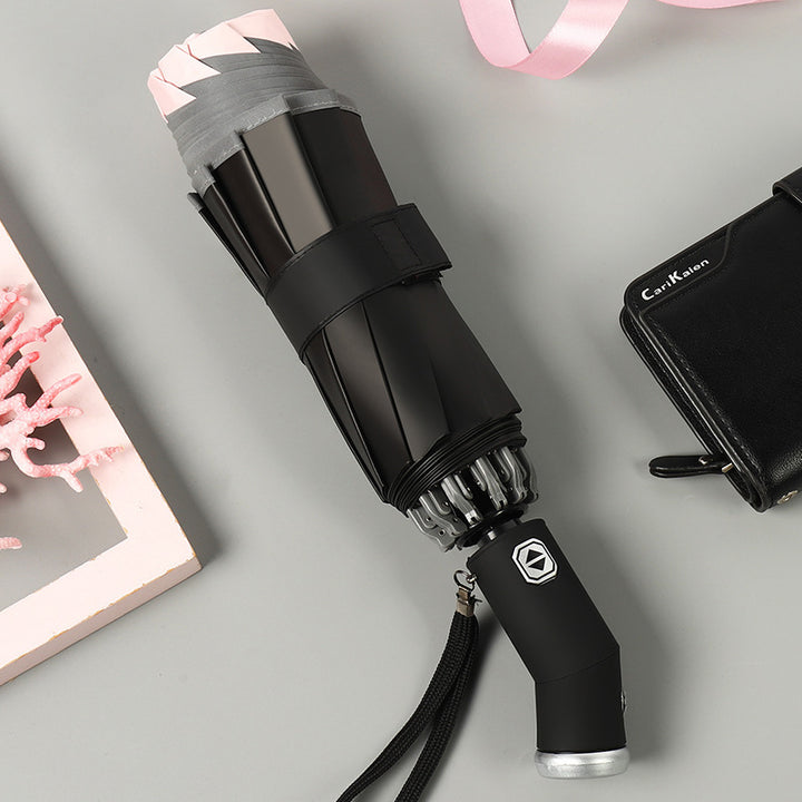 Women's automatic folding umbrella with LED lighting and wind resistance Bowlift