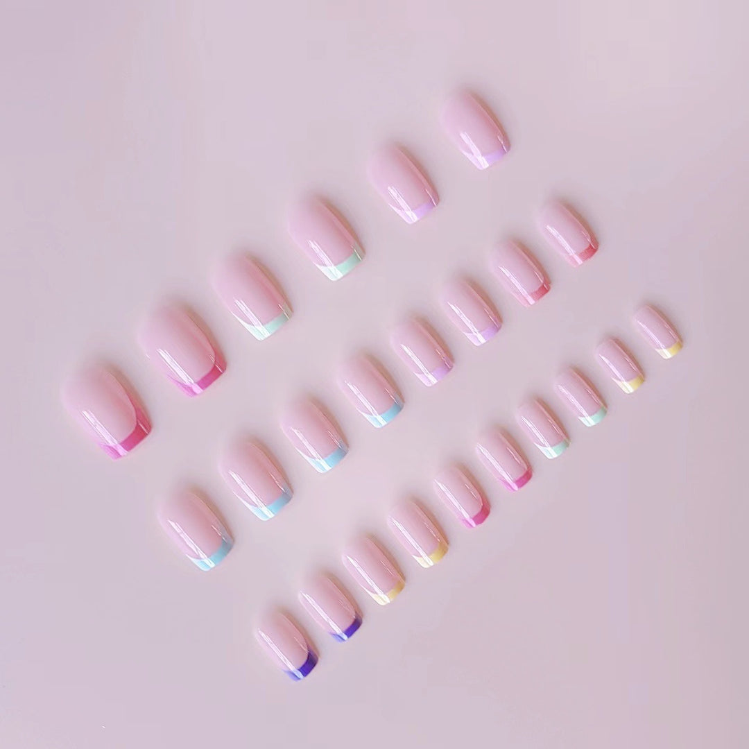 Acrylic nail set with colorful color accents Bowlift