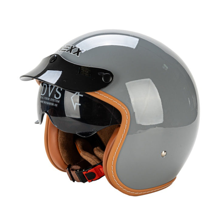 Retro Half-Face Motorcycle Helmet with Visor Bowlift