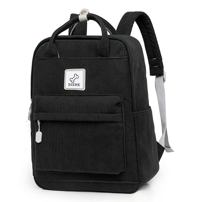 Corduroy Textured Laptop School Backpack Bowlift