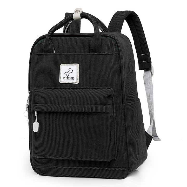 Corduroy Textured Laptop School Backpack Bowlift
