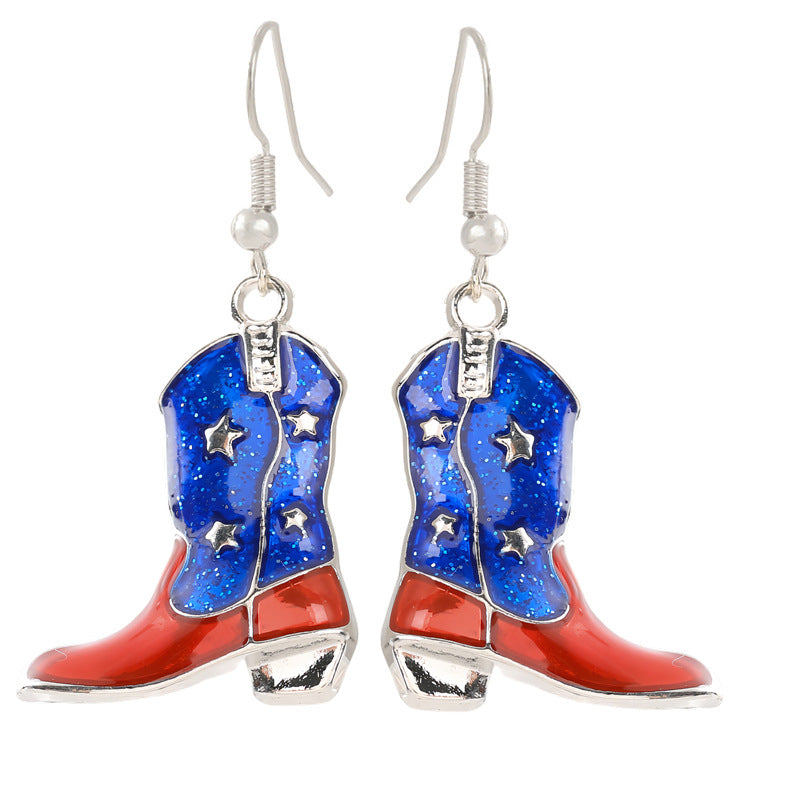 Women nan enamel horseshoe earrings with star motif and fishhook closure Bowlift