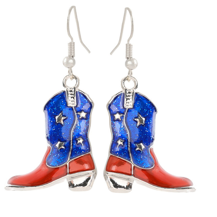 Women nan enamel horseshoe earrings with star motif and fishhook closure Bowlift