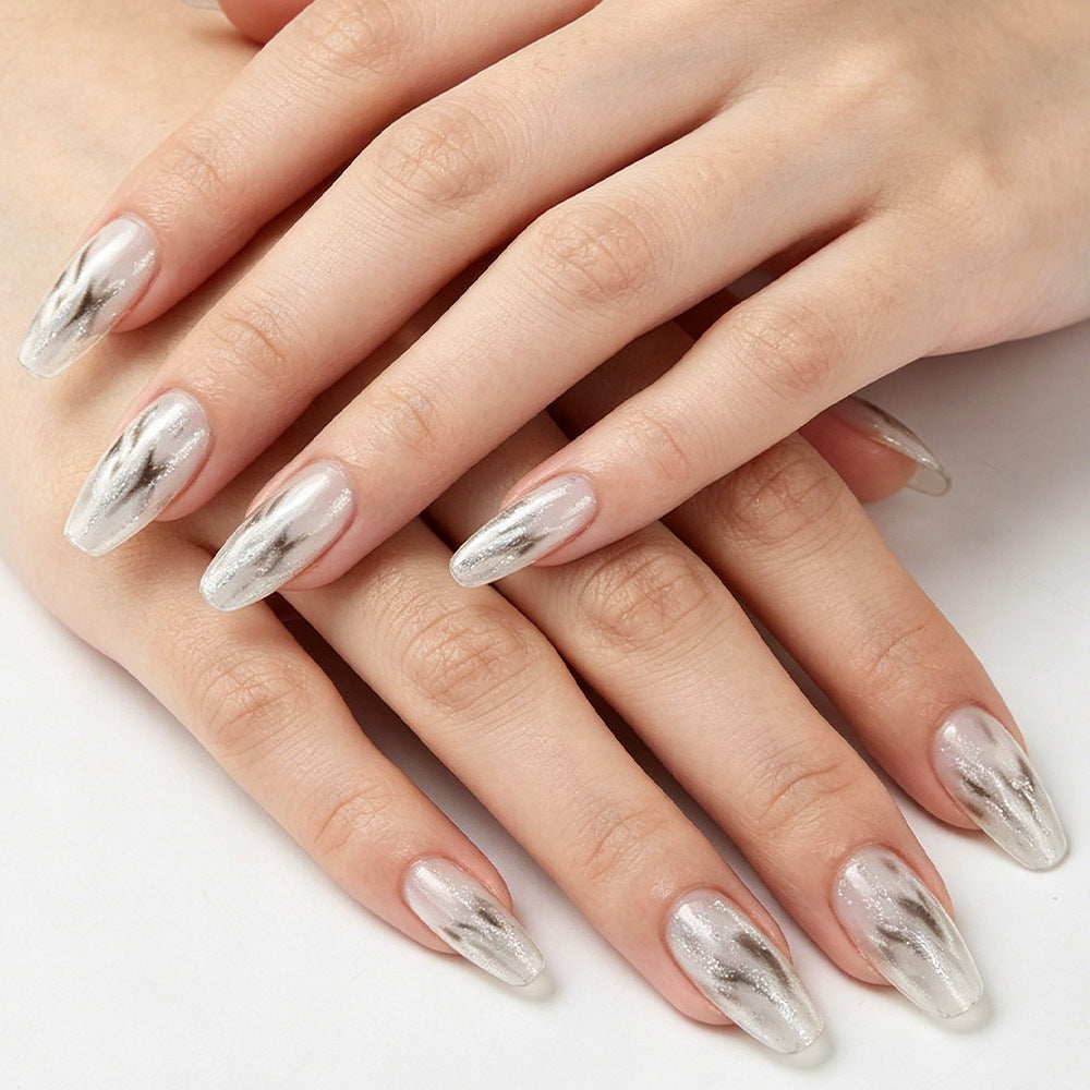 Elegant Metallic Finish Press-On Nails Bowlift