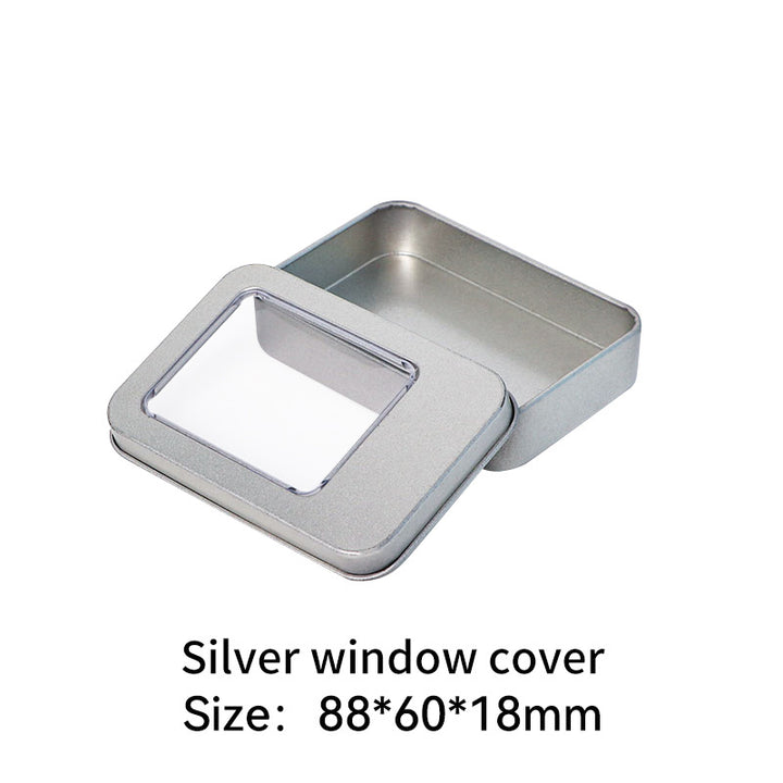Rectangular metal storage tin with clear display window lid Bowlift