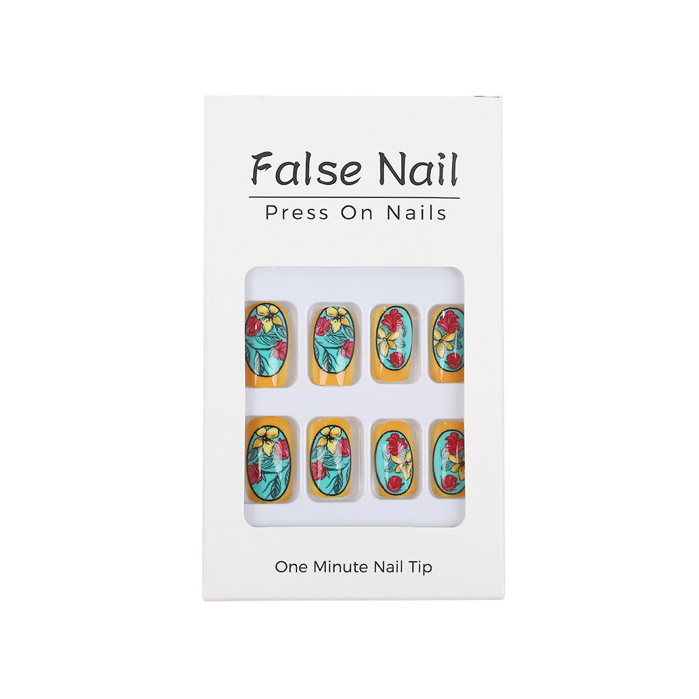 Handmade art nails in floral design Bowlift