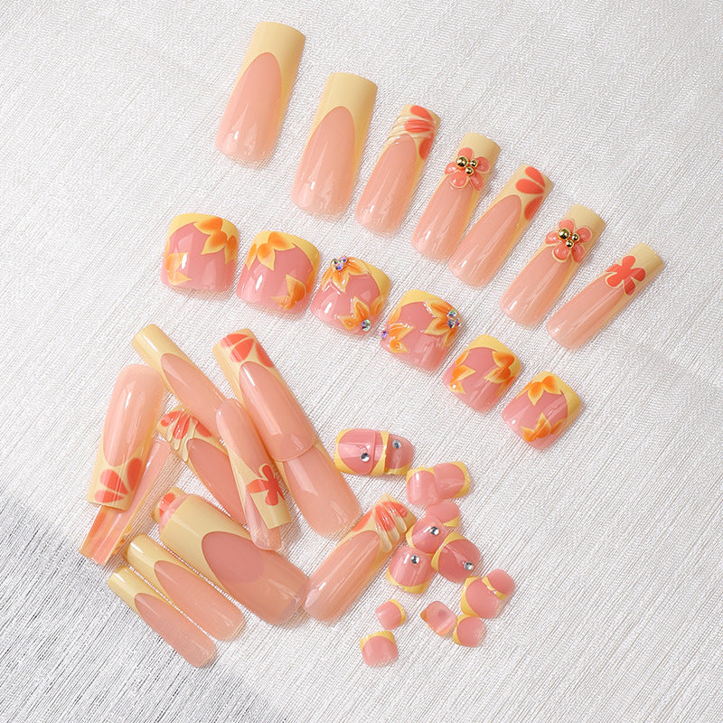 French-Inspired Floral Press-On Nail Set Bowlift