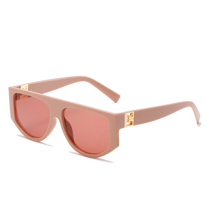 Oversized Shield Sunglasses with Metallic Accents Bowlift