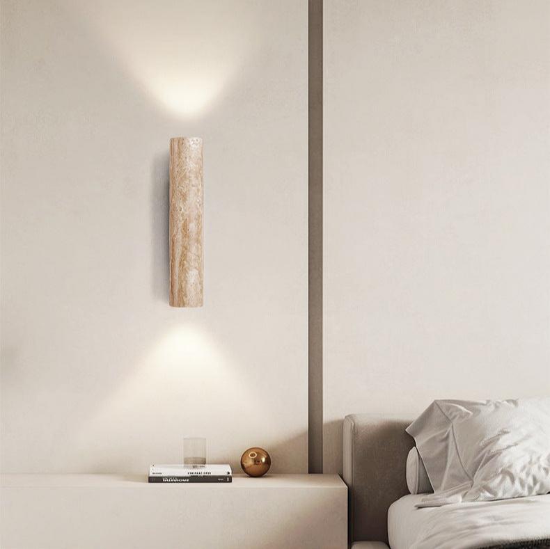 BowLift | Travertine wall lamp in Japandi tube shape