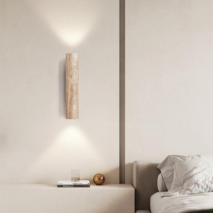 BowLift | Travertine wall lamp in Japandi tube shape