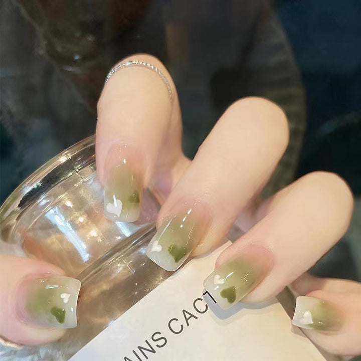 Stylish heart and ombre design artificial nails Bowlift