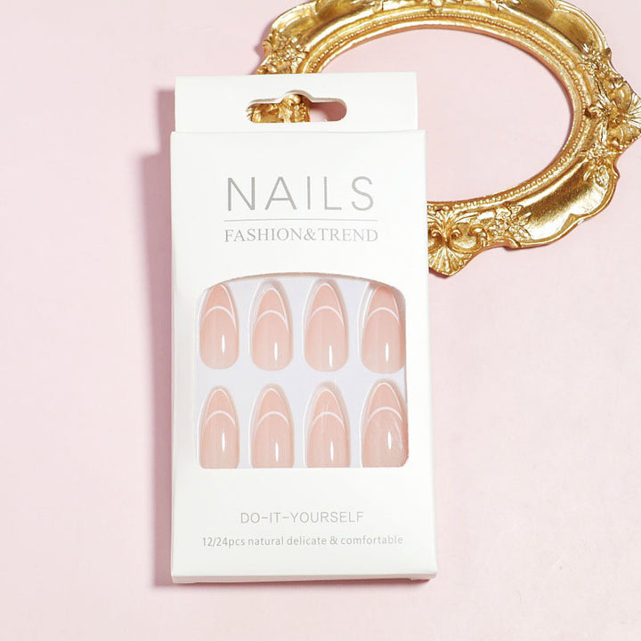 Almond-Shaped Press-On Nails with Elegantly Curved French Tips Bowlift