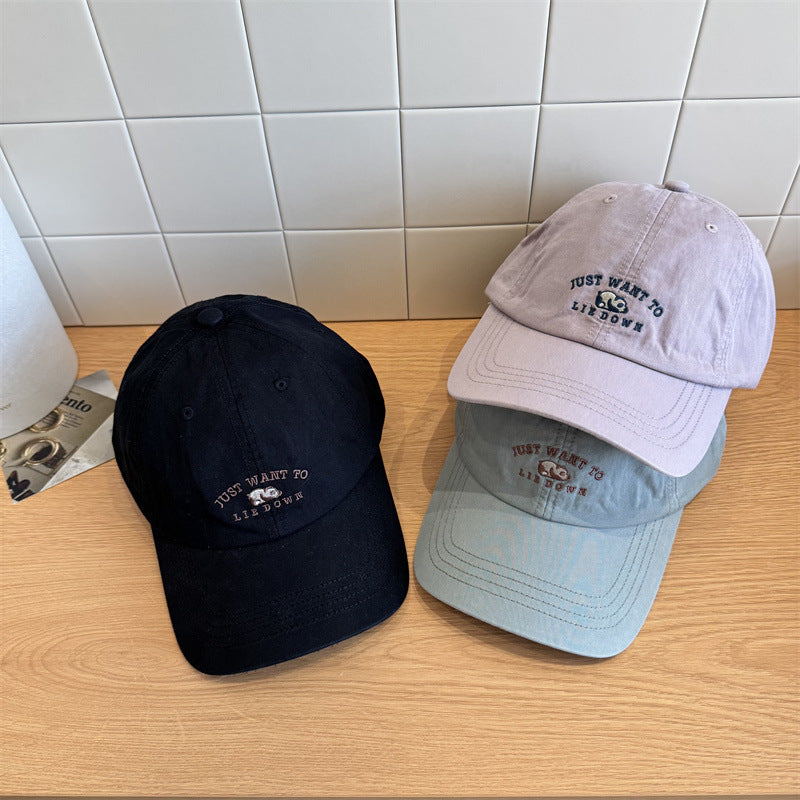 Women's Casual Embroidered Adjustable Baseball Cap Bowlift