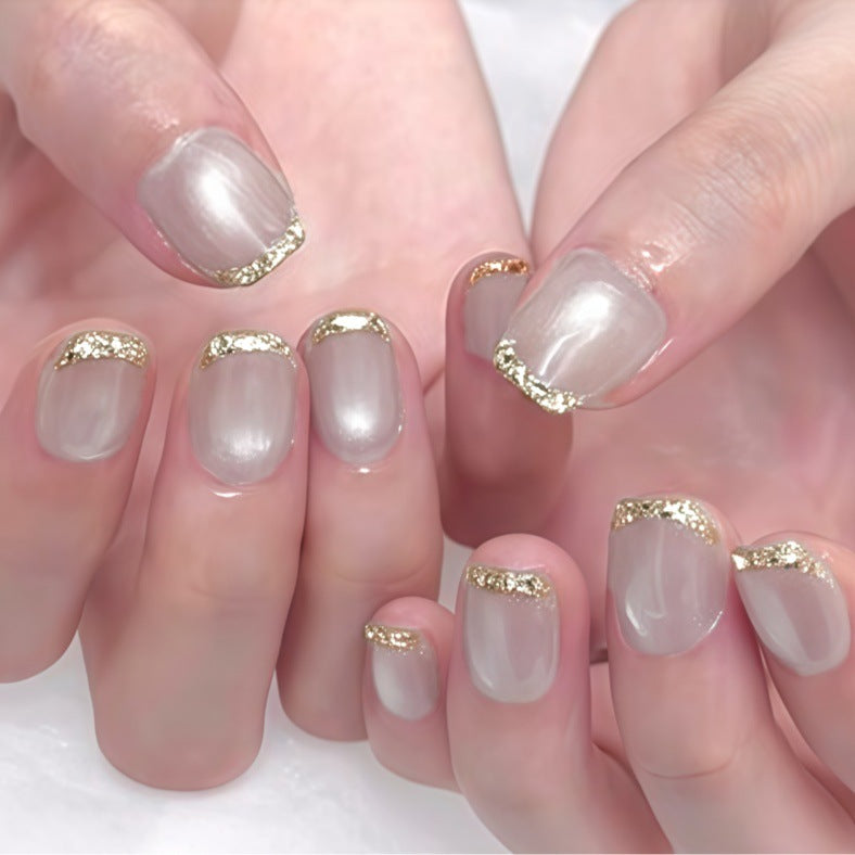 Elegant Glitter Tip Press-On Nail Set Bowlift
