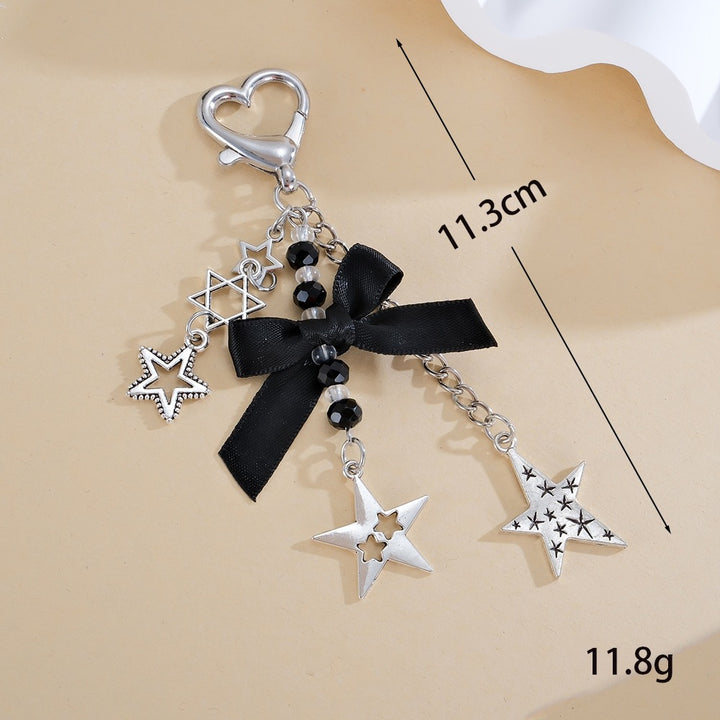 Keychain with Sparkling Stars and Bow Design Bowlift