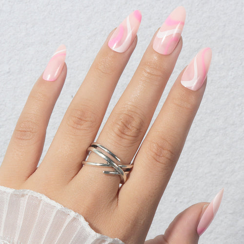 Elegant Geometric Art Press-On Nails Bowlift