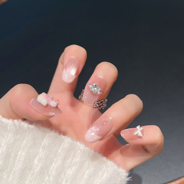 Artistic Press-On Nail Set Bowlift
