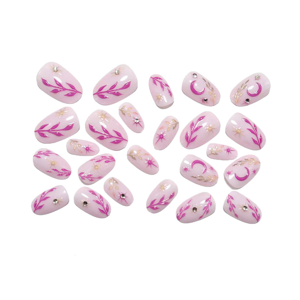 Artificial nails with floral 3D design and glitter accents Bowlift