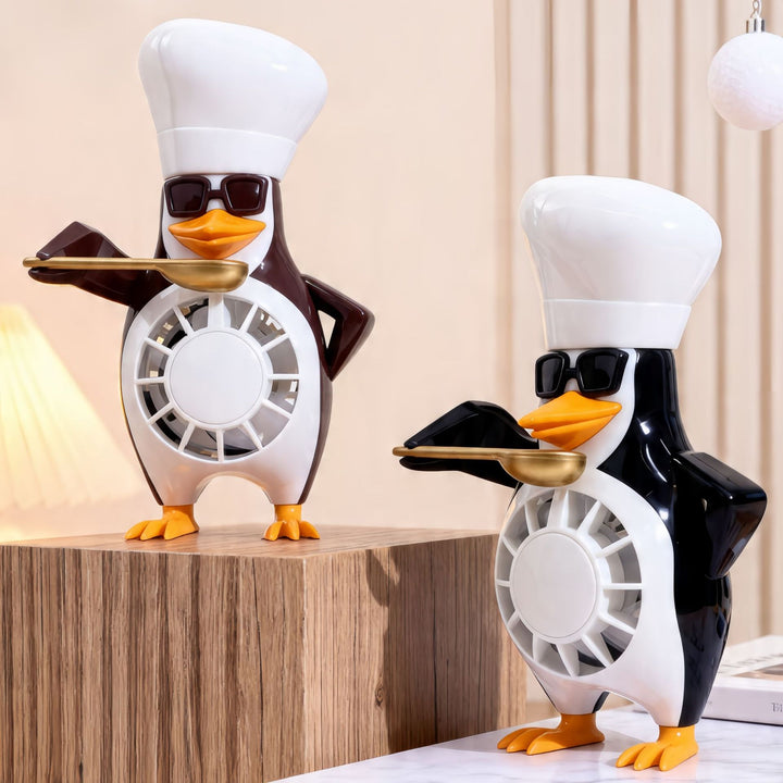 Ladies table fan in creative penguin design Bowlift