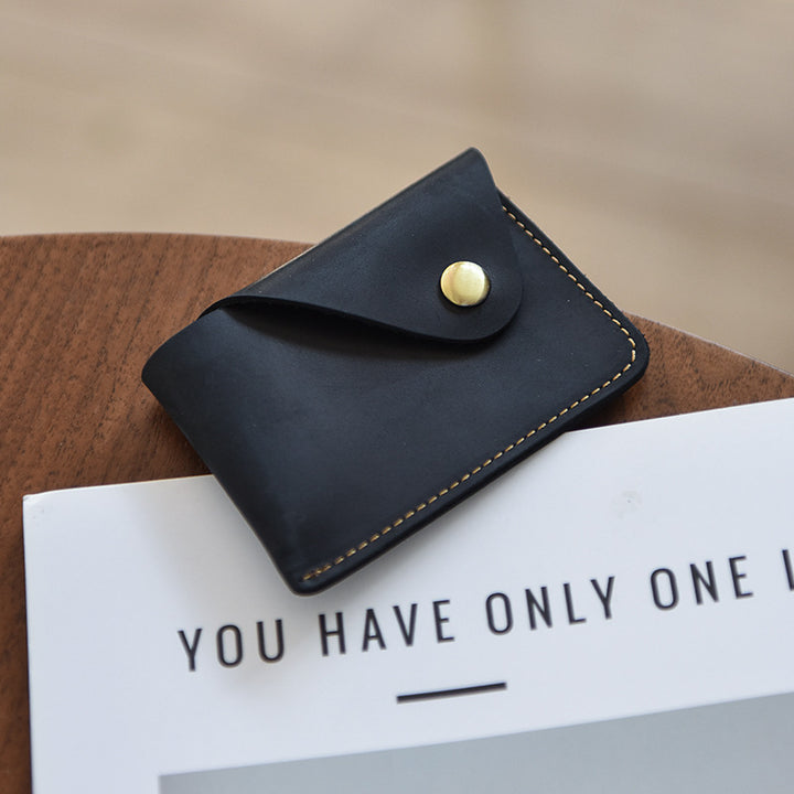 Premium Leather Buttoned Cardholder Bowlift