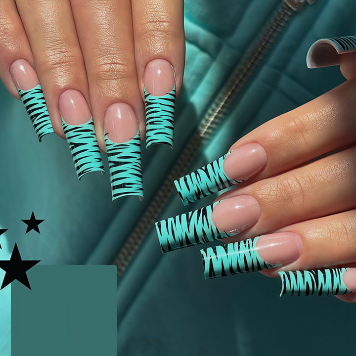 Artistic Long French Tip Nail Art Wraps Bowlift