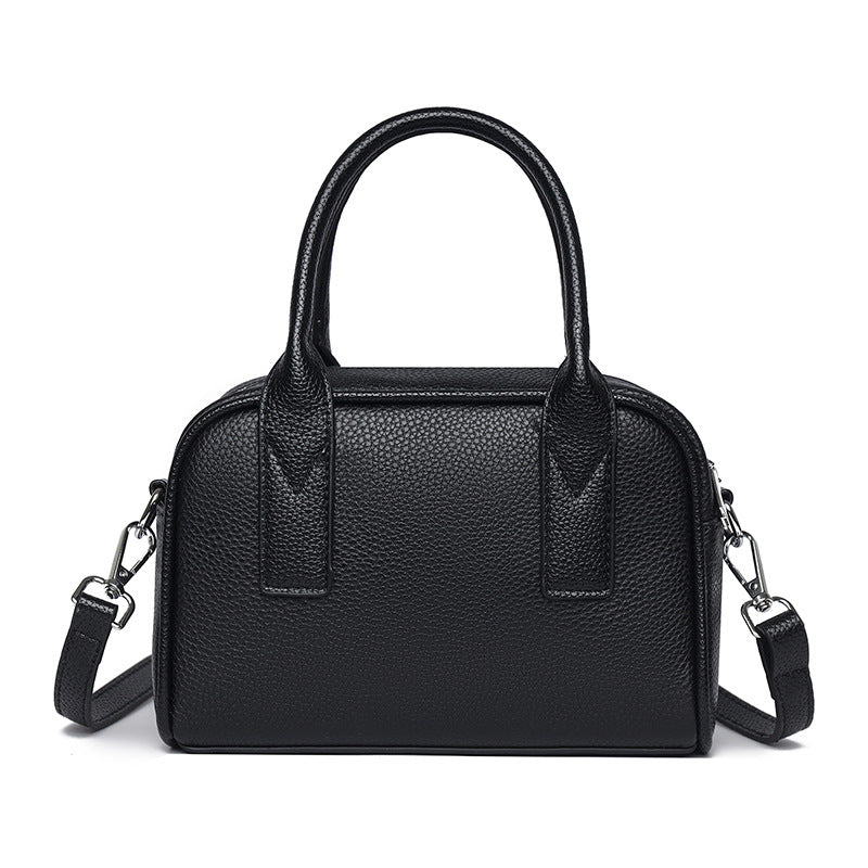 Textured Leather Mini Handheld Satchel Bowlift