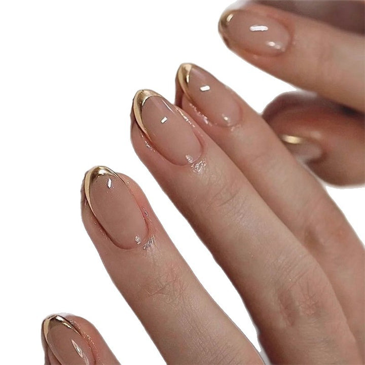 Elegant artificial nails with gold trim Bowlift