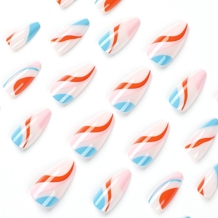 Creative Nail Art with Wave Pattern Bowlift