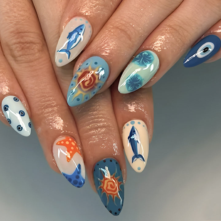 Ocean-Inspired Artistic Press-On Nails Bowlift