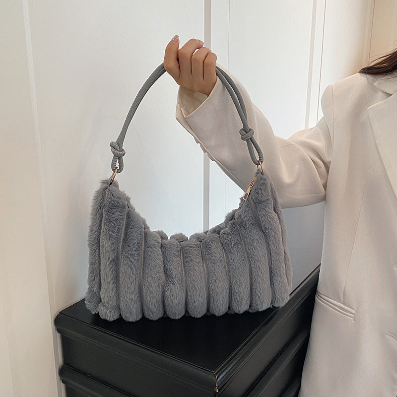 Luxurious Faux Fur Hobo Bag Bowlift