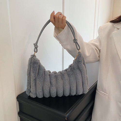 Luxurious Faux Fur Hobo Bag Bowlift