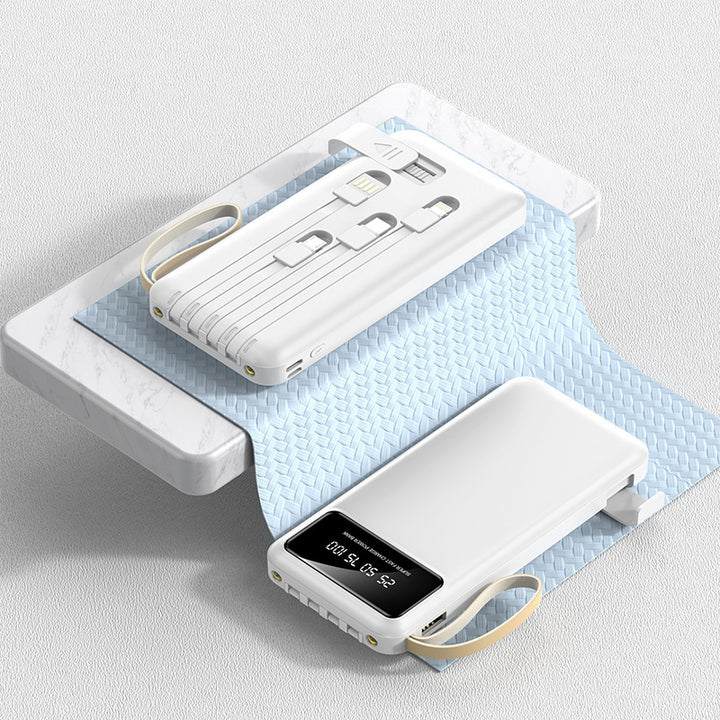Portable power bank with integrated multifunctional charging cable and digital display Bowlift