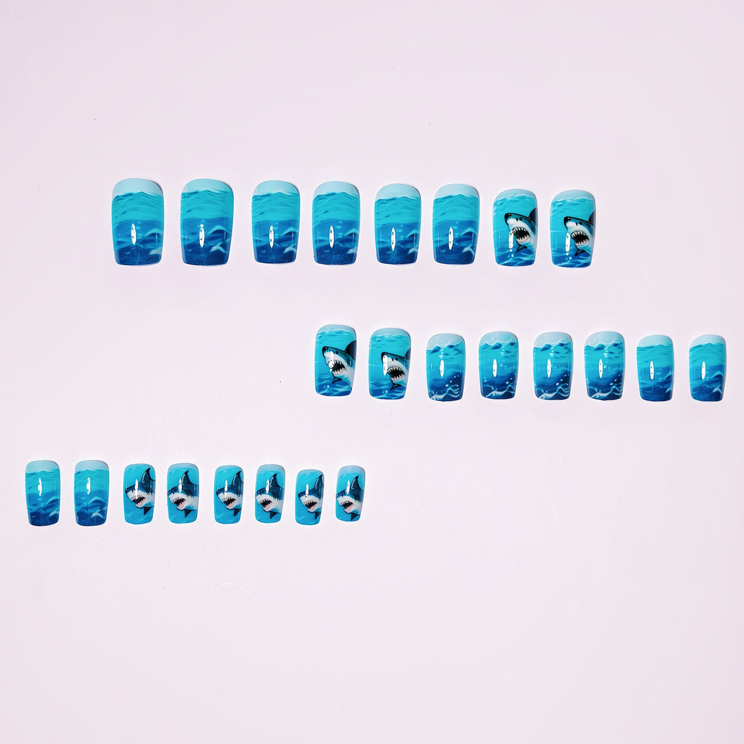 Shark-Themed Artistic Nail Art Bowlift