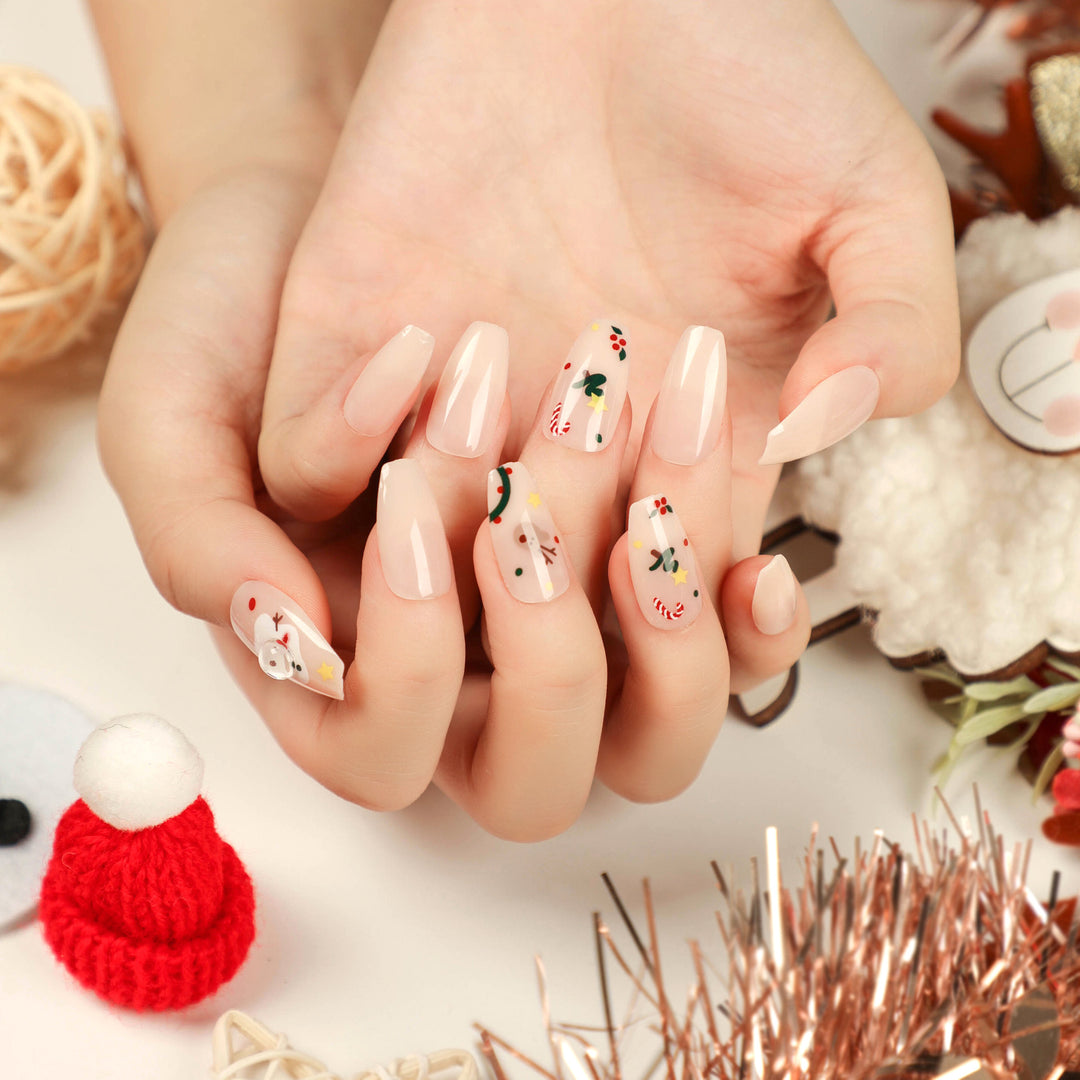 Artful Nail Extensions with Glitter and Rhinestone Embellishments Bowlift