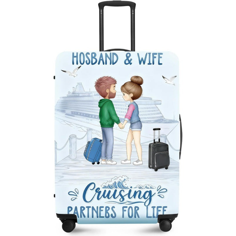 Unisex nan elastic suitcase cover with UV-resistant motif print and zip opening Bowlift